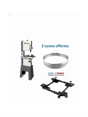 Scie à ruban Holzprofi HBS350 mono kit de déplacement inclus, 2 lames offertes largeur 6/15 mm 